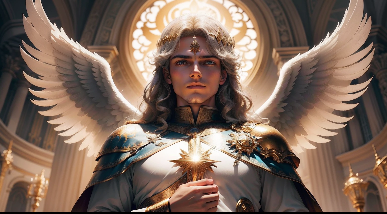 create a high-definition image that depicts Archangel Michael in a ...