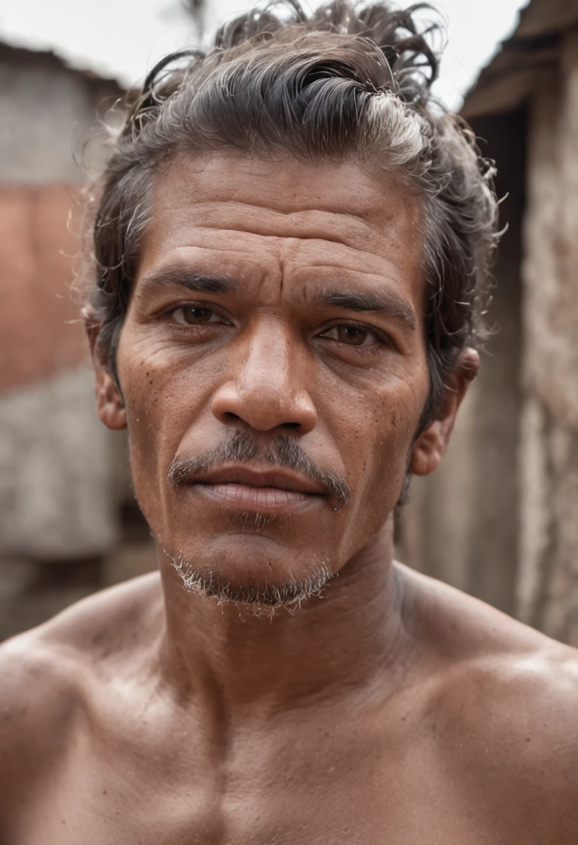 A close up of a man with a mustache and a shirtless face - SeaArt AI