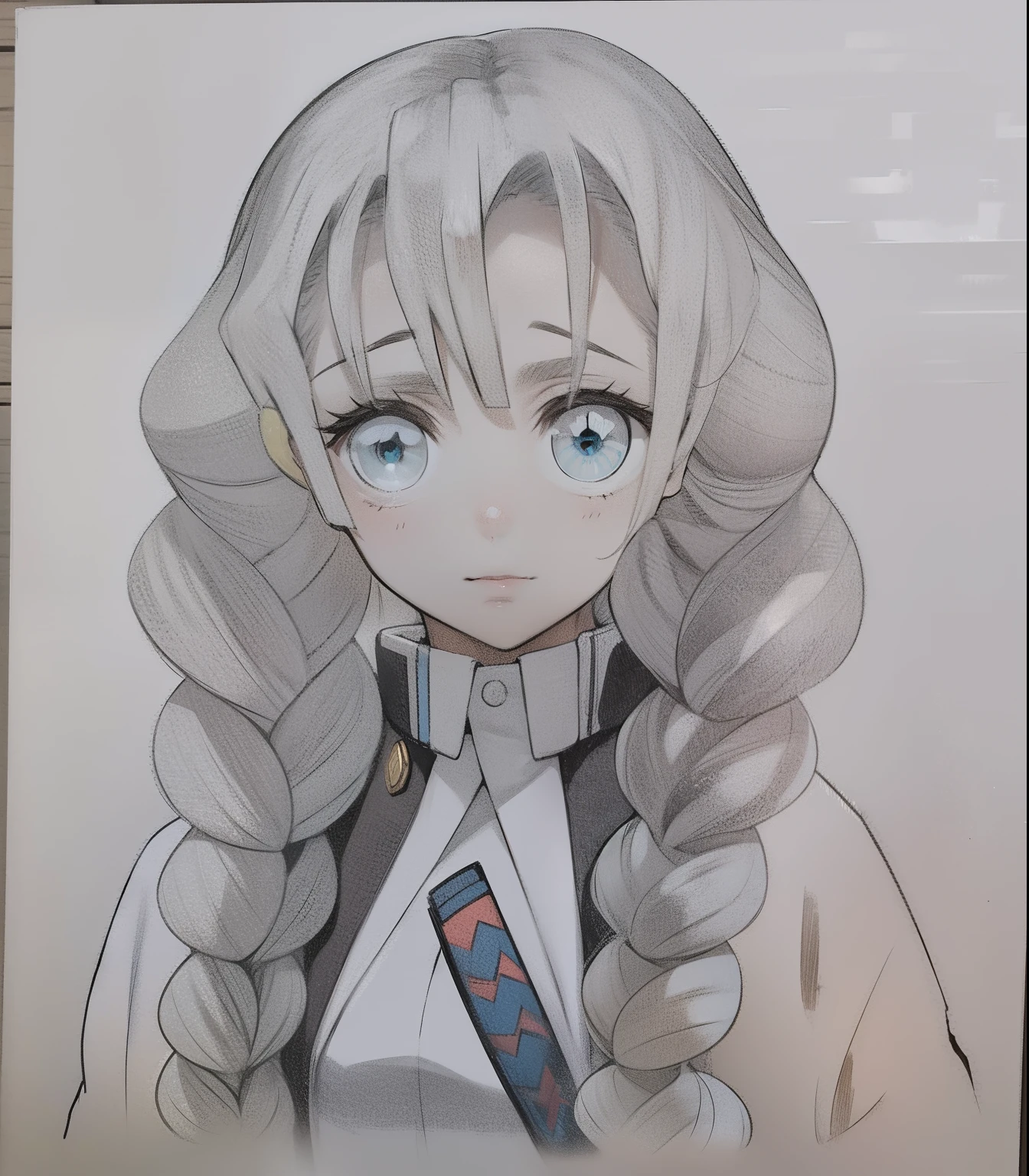 Anime character with long hair and blue eyes holding a tie - SeaArt AI