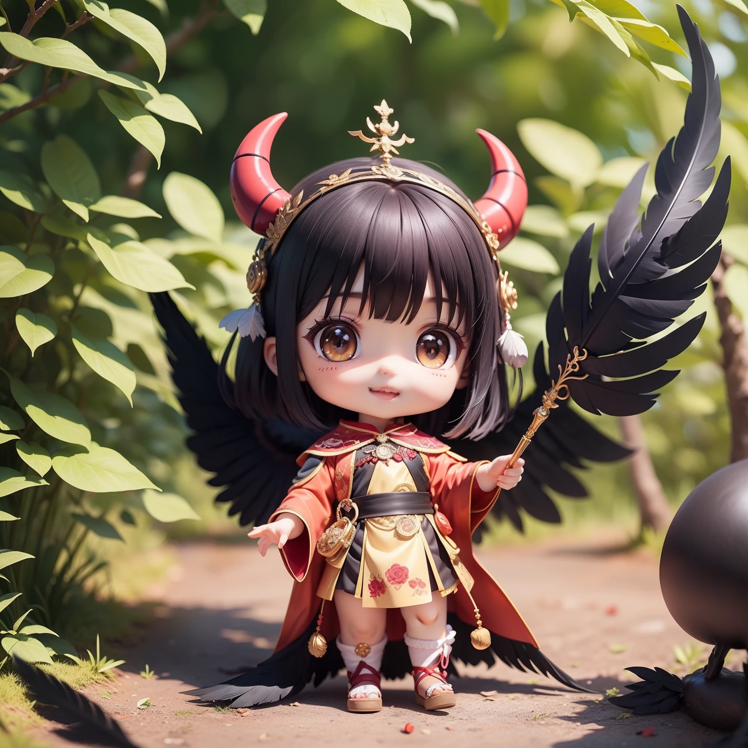 Anime figurine of a girl dressed in a costume with horns and a crown -  SeaArt AI