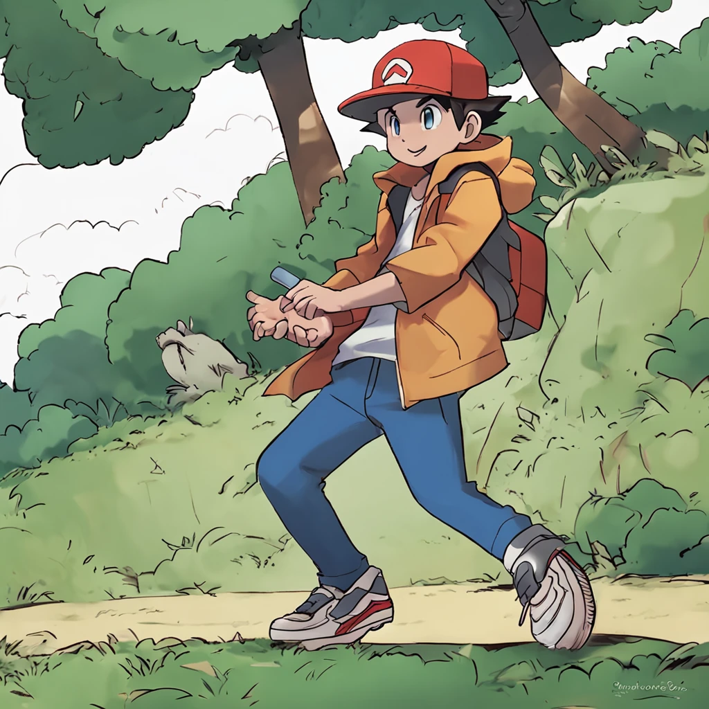 Pokemon is running with a baseball bat in his hand - SeaArt AI