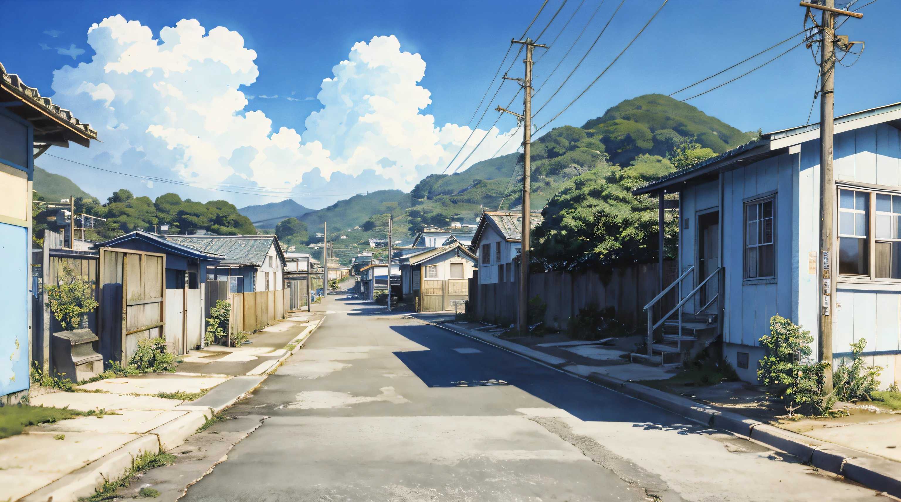el cielo es azul,al estilo de la estética lo-fi,kishin shinoyama,acuarela,escenas costeras,Escenas de la vida rural,escenas coloridas en la acera, retrocore, sō saku hanga.