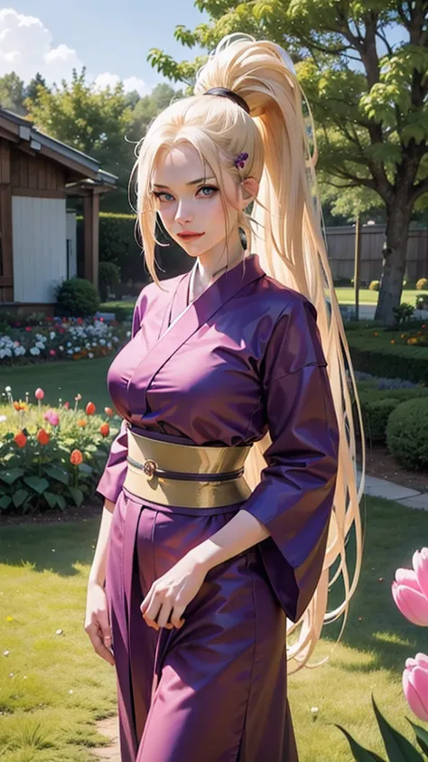 ino from the anime naruto, long hair, blonde hair, ponytail, beautiful, beautiful woman, perfect body, perfect breasts, wearing ...