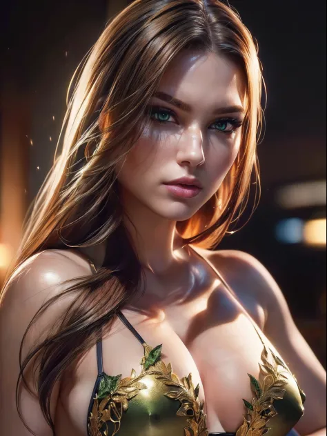 ((masterpiece)),(best quality),(detailed),  royal poison ivy in a micro bikini siting, medium breast, sf,  detailed face features, sharp eyes, extremely detailed, photorealistic, highly detailed, organic, dynamic, ultra realistic, high definition, intricat...