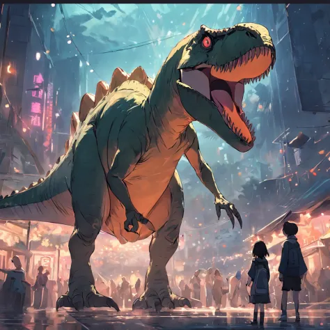 dinosaurs，独奏，nigth，On the street，Thick tail，Close-up of the tail
