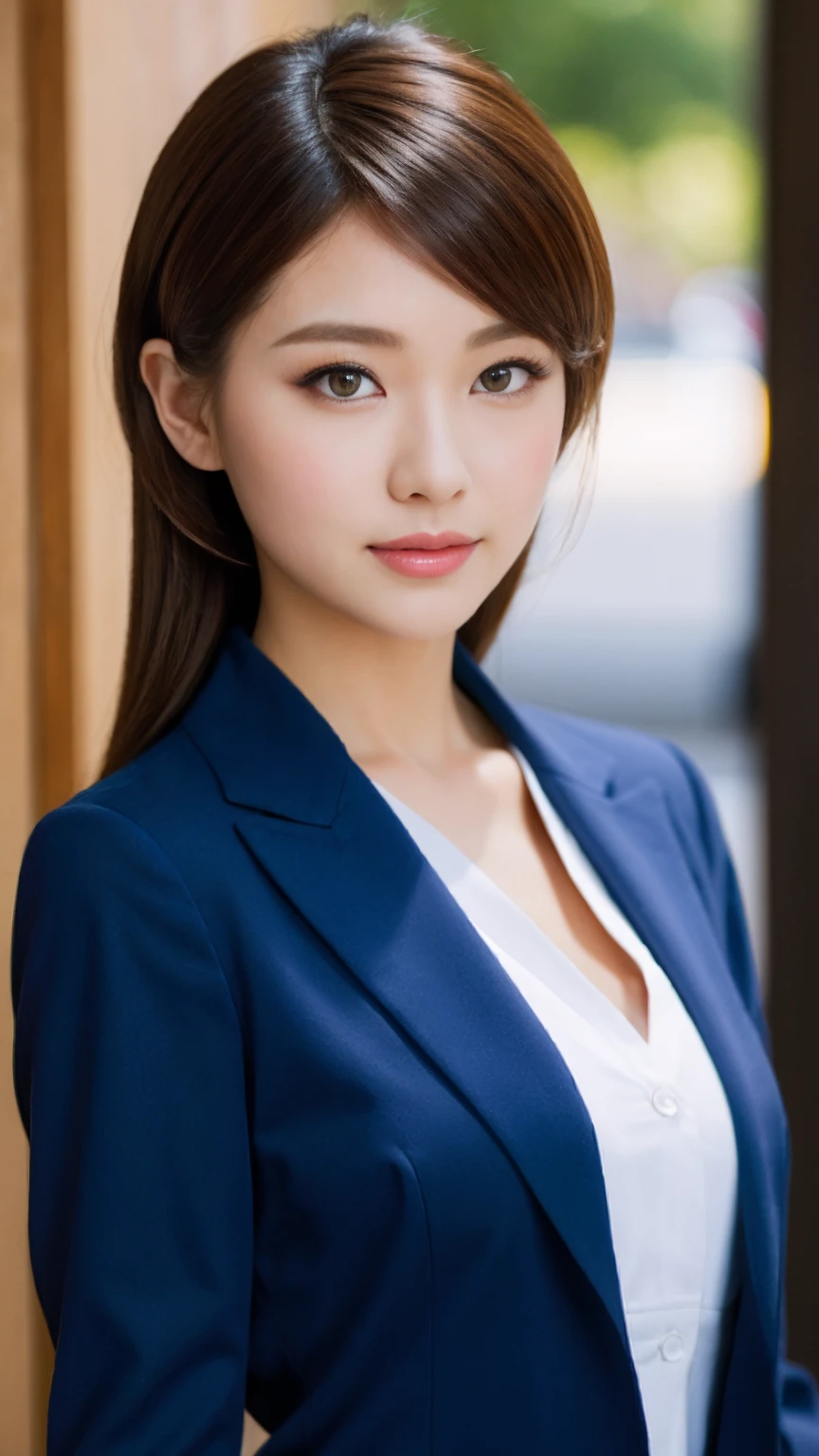 Best quality,masterpiece,ultra high res,(photorealistic:1.4),1girl，Business suit，obi strip，