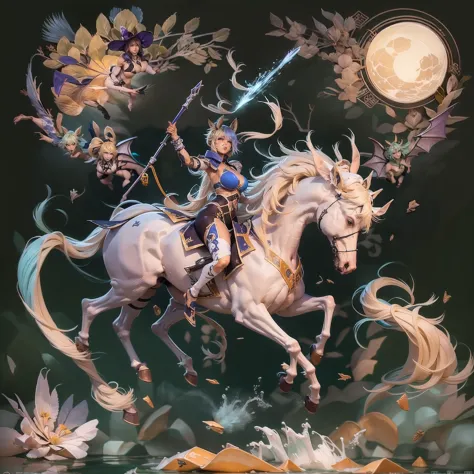 In the beautiful illustration of this super-grand scene，The ultra-long-range lens is shown（Over eight unique centaur characters：...