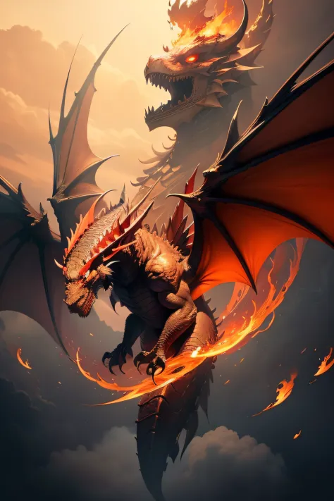The head of a dragon，wings（Demon's wings，Flame-entwined wings，Huge wings unfolded