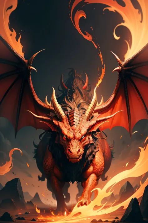 The head of a dragon，wings（Demon's wings，Flame-entwined wings，Huge wings unfolded