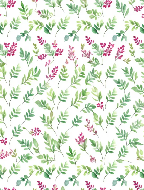 Watercolor seamless repeating pattern with beautiful flowers, berries, ferns, leaves and calm colors on #3b4195 color background. Watercolor paper texture.