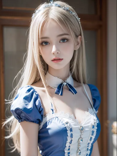 portlate、Alice in Wonderland、Blue sky、Bright and very beautiful face、Young shiny shiny white shiny skin、Best Looks、Platinum blonde hair with dazzling highlights、finer hair、beautiful long back hair that is very straight,,,,,,、Super long silky straight hair、...