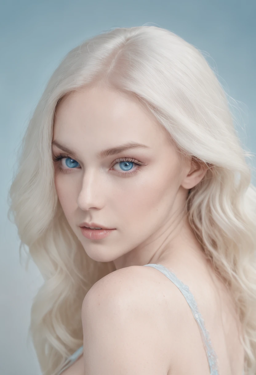 A close up of a woman with long blonde hair and blue eyes - SeaArt AI