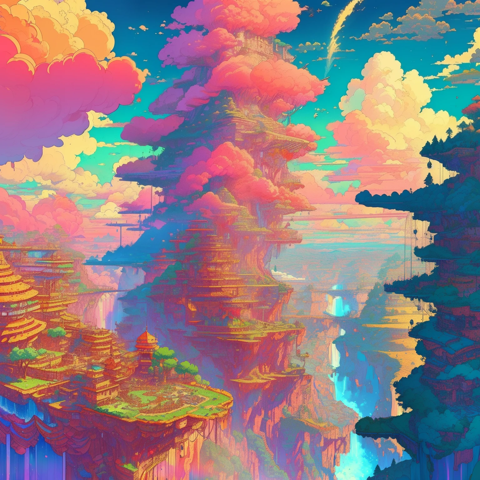 (extremely detailed CG unity 8k wallpaper,masterpiece, best quality, ultra-detailed),(retro style, colorful and vibrant, nostalgic atmosphere),(clouds, trees, waterfalls),(classic games, challenge),(Portuguese language)