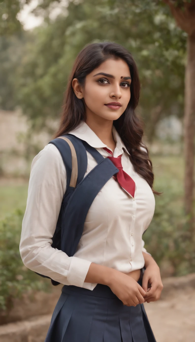 Arafed woman in a school uniform posing for a picture - SeaArt AI