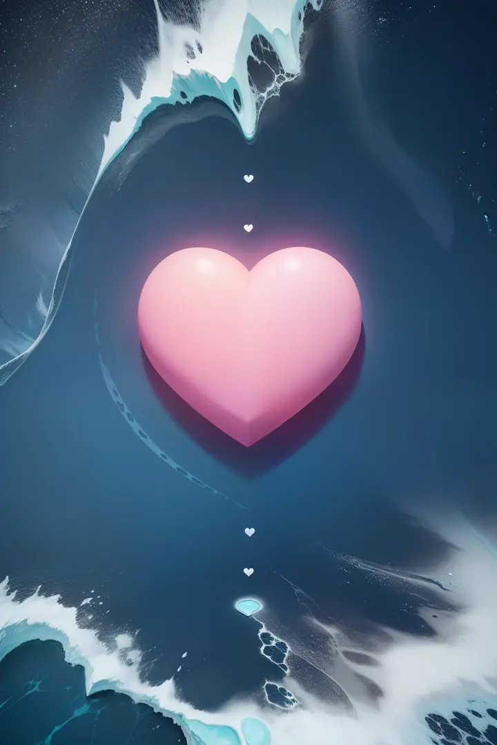 PLEASE ILLUSTRATE TO ME A HEART FLOATING IN THE MIDDLE OF AN ANTARCTIC OCEAN, THE HEART IS COLD, E COM VESTIGIOS DE GELO AO REDOR DELE, Cold heart, ICED HEART