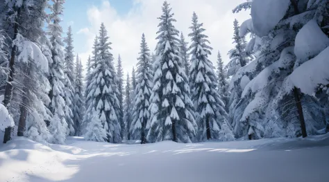 masterpiece, best quality, high quality, extremely detailed CG unity 8k wallpaper, taiga, silence, towering conifers covered with forest floor, harsh cold climate, serene beauty, snow, winter, mild summer, breeze, needles, branches, bokeh, depth fields, HD...