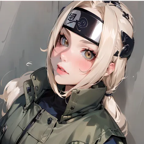 a closeup of a person wearing a headband and a jacket, Inspirado em anime, menina perfeita de cabelos brancos, Menina anime na v...