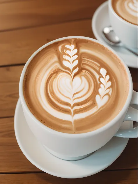 A latte with, white foam, original latte art, high resolution, masterpiece, vibrant