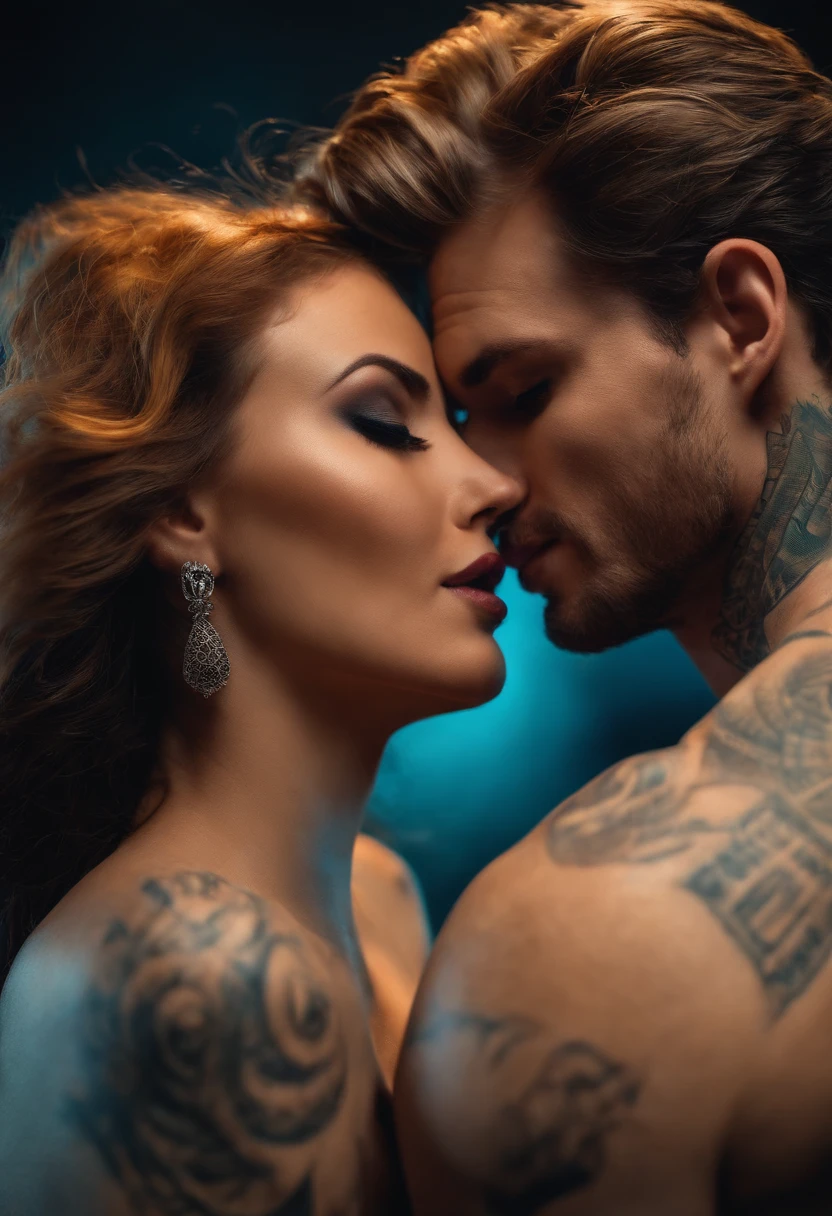 A man and woman with tattoos on their arms and chest - SeaArt AI