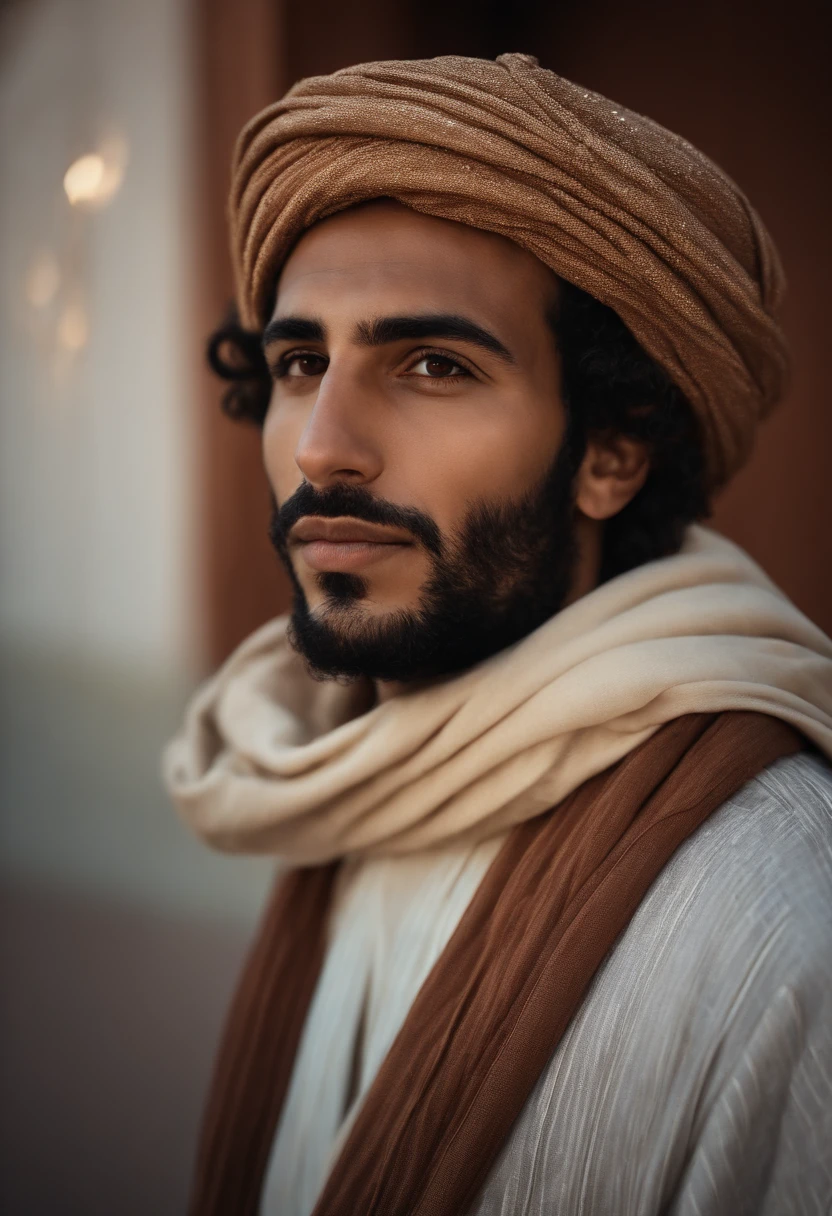 world press photo winner, (award-winning photography:1.3), (modern Moroccan man, beautiful face, young man, Moroccan skin tone, typical Moroccan male features:1.4), (very sharp photo:1.1), (8k, RAW photo, best quality:1.3), (realistic, photo-realistic, modest clothes:1.1), riad rooftop, Marrakech view, romantic, moroccan lamps, sexy, gorgeous roses, exotic, glimmering lights, magical, super romance , Portait of a (beautiful typical modern Moroccan man under the stars:1.5), analog style (look at viewer:1.2) (skin texture) (film grain:1.3), (warm hue, warm tone:1.2), cinematic light, sidelighting, ultra high res, best shadow, RAW, upper body, wearing kaftan