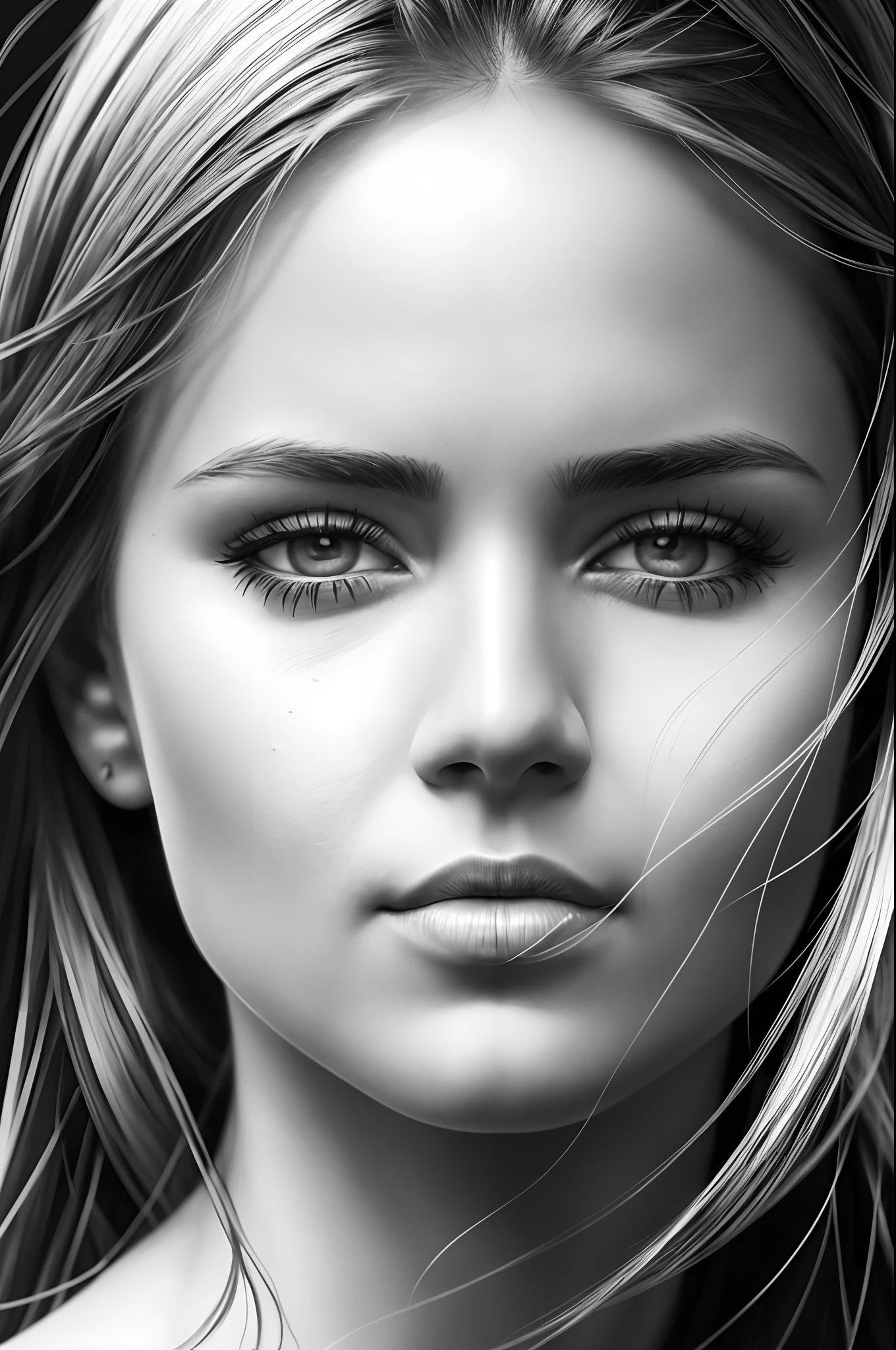 юная Barbara Haščáková, intricate pencil sketch, expressive eyes, nose and mouth, Un-Zoom, jim lee (jim lee, Alexey Maleev) Right, In the center of the profile, - This is a key visual complex, With high detail, Breathtaking, Accurate lineart, Stunning panoramic cinematography