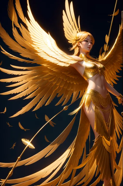 （（Brilliantly shining））、Golden body、Spreading feathers that shine in gold、crows、lead、Messenger of God