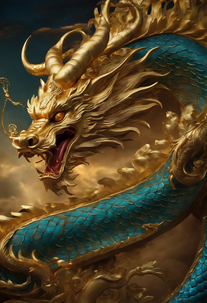 A golden circling Chinese dragon - SeaArt AI