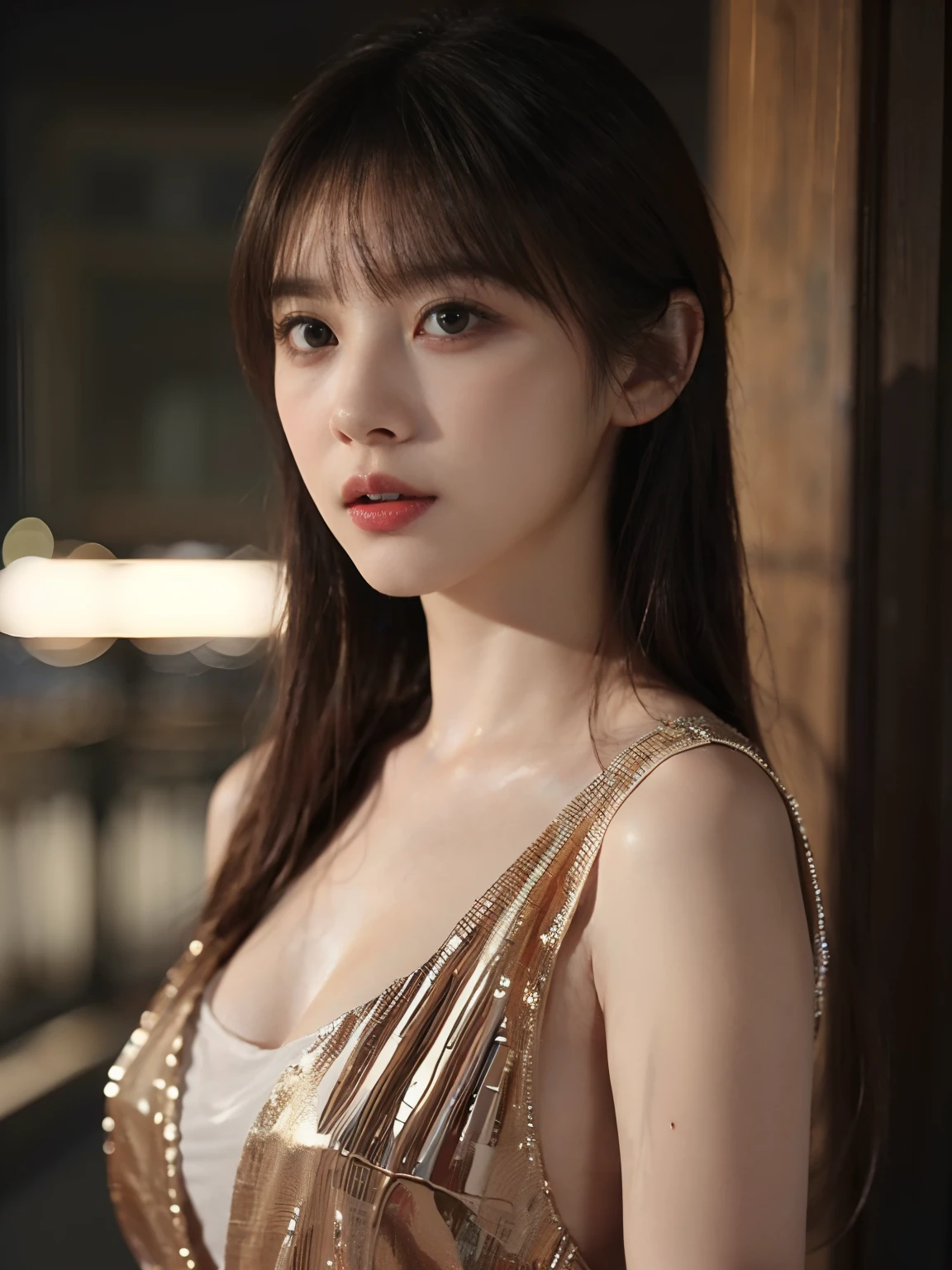 (8K、top-quality、​masterpiece:1.2)、(realisitic、Photorealsitic、Photorealsitic:1.37)、ultra-detailliert、beatiful detailed eyes、beautiful detailed nose、sexy dress、Beautiful neck