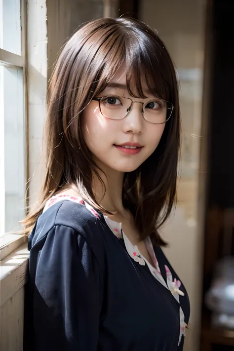 (8K、Raw photography、top-quality、​masterpiece:1.2)、(realisitic、Photorealsitic:1.37)、ultra-detailliert、超A high resolution、女の子1人、see the beholder、beautifull detailed face、A smile with a little visible teeth、(A little chubby waist) :1.3)、((Cute pajamas))、paste...