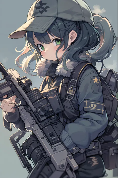 Hold a giant sniper rifle、Long sideburns、Anime-style girl with ...