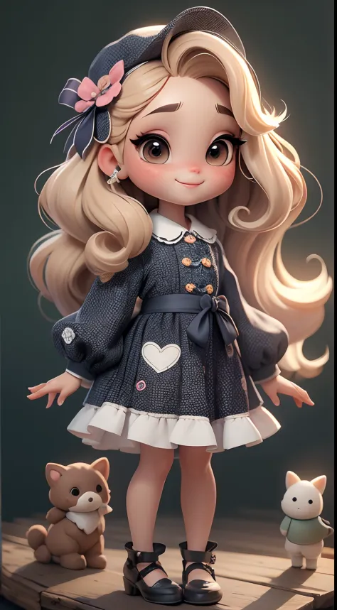 Create a series of cute baby chibi style loli dolls with a cute forest theme, sorridente e fofa, each with lots of detail and in...