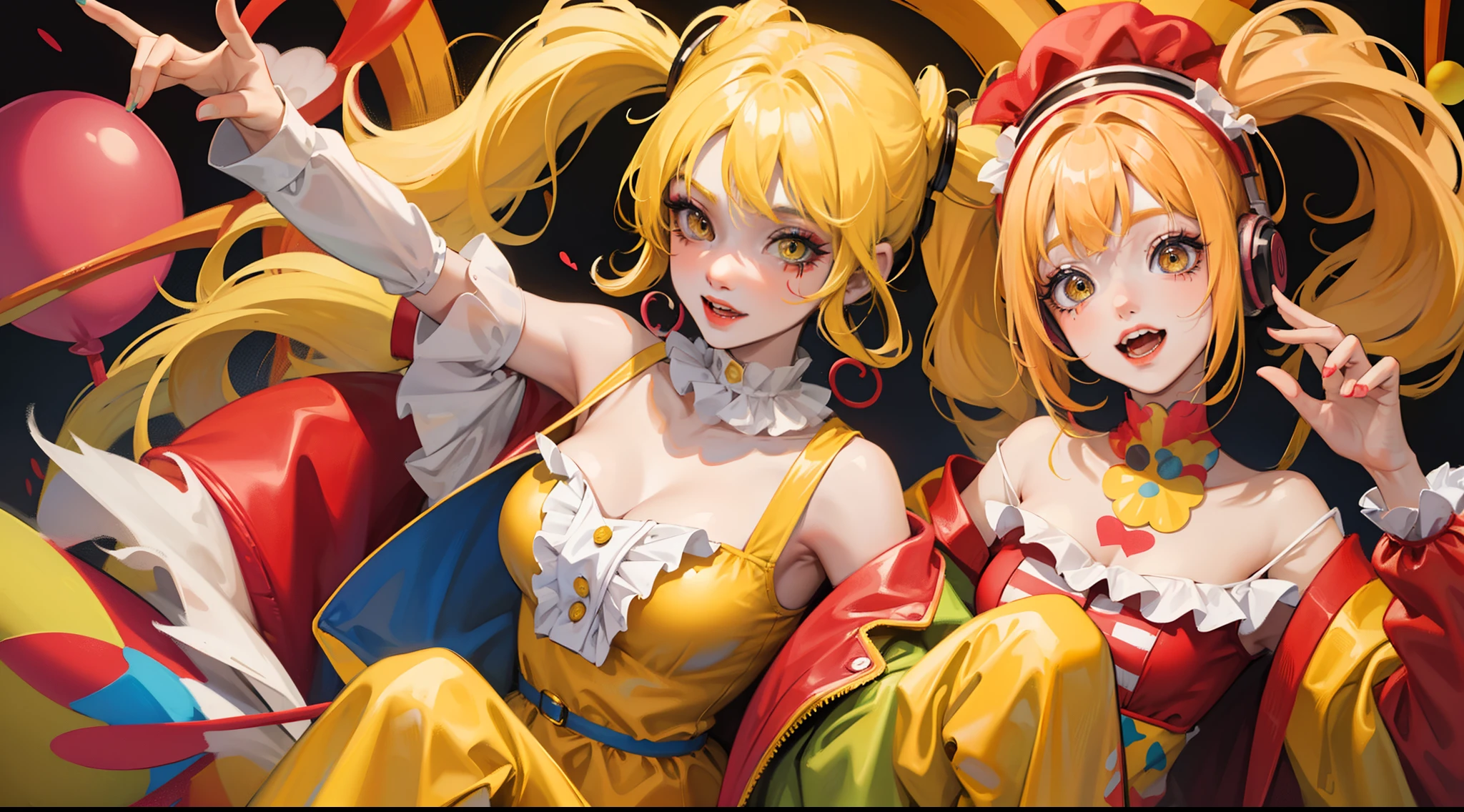 Two anime characters dressed in costumes posing for a picture - SeaArt AI