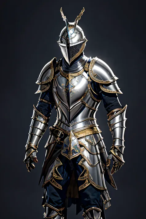 Arafed cavaleiro em armadura completa com uma espada e escudo, Armadura dourada de Paladin, para arte conceitual de personagem d...