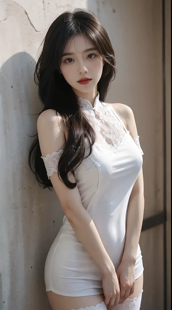 A perfect young female white-collar worker，Chinese big breasts，High picture  quality，Works of masters，Black hair，Long hair shawl，Long hair flowing over  the shoulders，Beach wave hairstyle，cropped shoulders，clavicle，exquisite  face，，Kurfo，Big