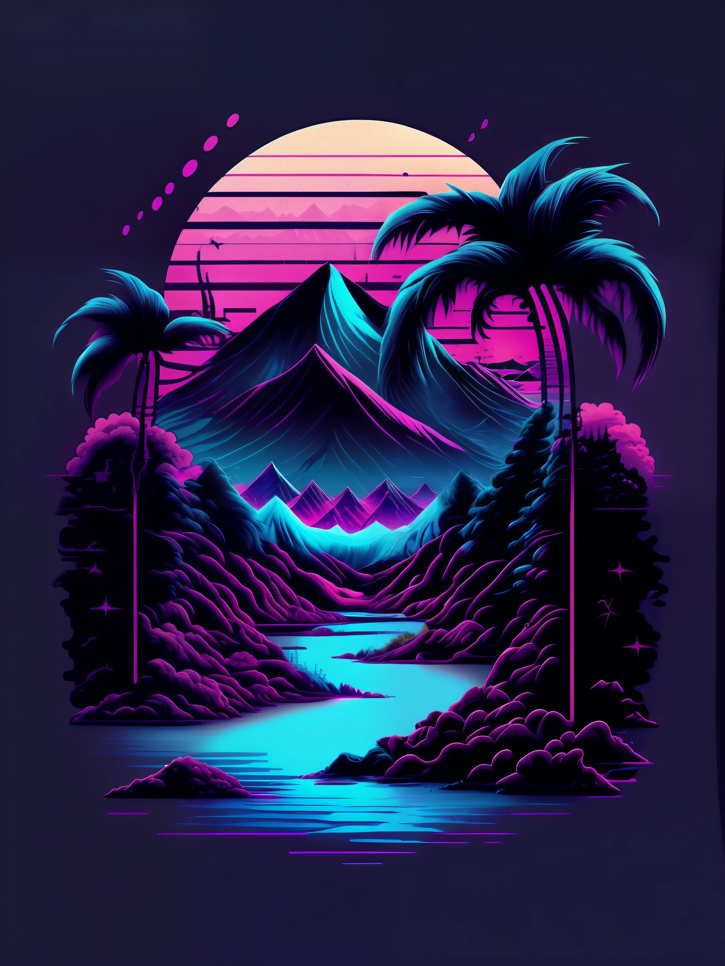 tshirt design, vaporwave style, aesthetic, chill, sad, lofi style, ultra detailed, background, landscape, highly detailed, 8k, hd