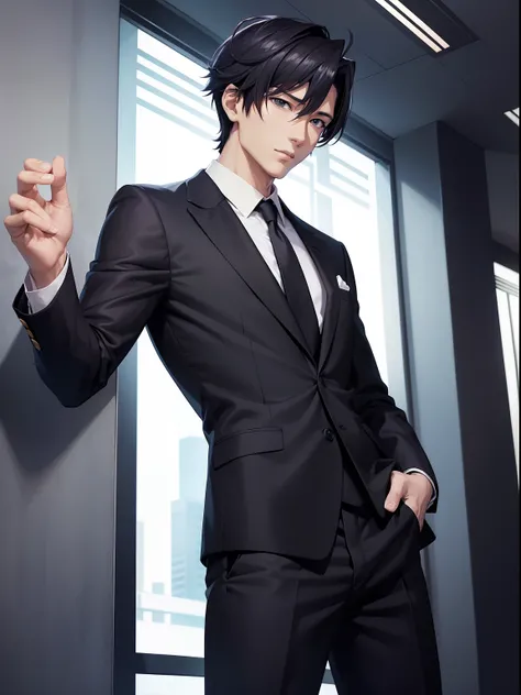 Brown Hair。handsome Anime Pose Wearing A Strict Business Suit Smooth Anime Cg Art Elegant