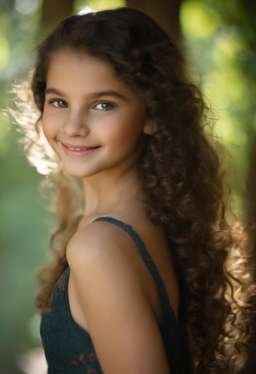 A close up of a young girl with long curly hair - SeaArt AI