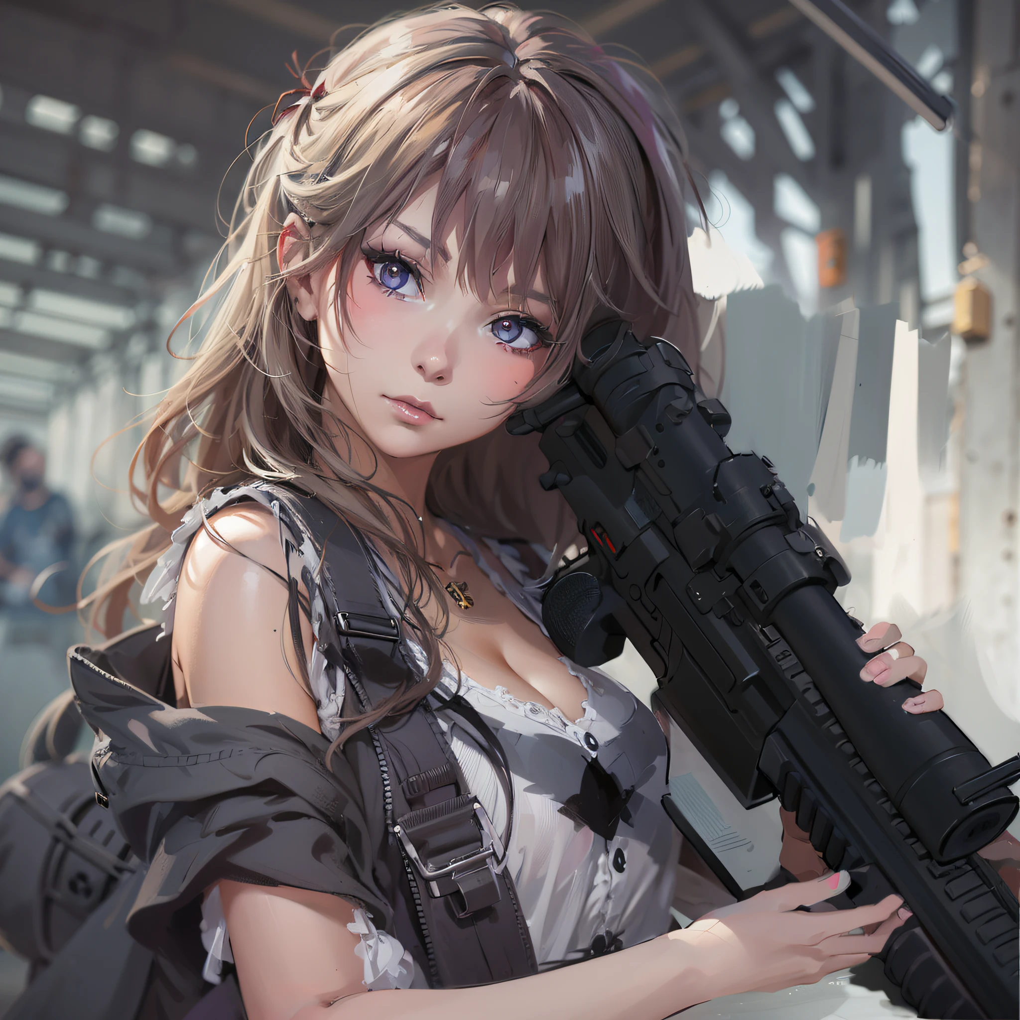 Anime girl with gun and backpack posing for photo, M4 Sopmod II Girls Frontline, artwork in the style of guweiz, guweiz, guweiz on artstation pixiv, guweiz on pixiv artstation, Fine details. girls' frontline, girls frontline style, guweiz masterpiece, girls frontline cg