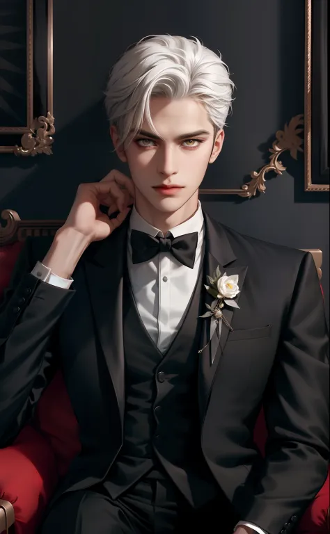 Create a masterful and highly-detailed portrait of a young man who is the epitome of sophistication. This young man should be th...