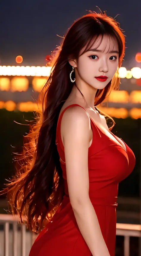 top-quality。８K-Picture。Ultra-high pixel。The background is the city at night。girl with。hair is long and slightly wavy,,,,,,,,,,,,...