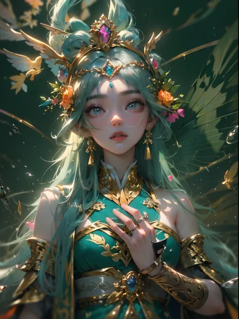 (((Masterpiece))), (((Best quality))), ((Ultra-detailed)),(Highly detailed CG illustration), ((An extremely delicate and beautiful)),Cinematic light, Create stunning fantasy artwork，Fairy fantasy，hoang lap，mito，1girll，Hmong girl in Hmong costume， Hmong,gar...