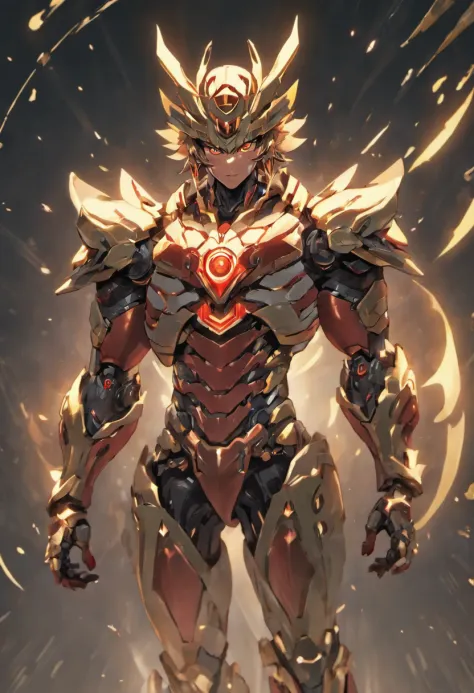 super wide shot, Full body frontal photo, (Masterpiece) ， The best quality， High quality， （futurism：1.1）， （Dragon-type mech with a sword,  Divine,  Silver and gold，Close-up of real faces），（A tiger-shaped monster in full armor，Devilish，Black and red，Close-u...