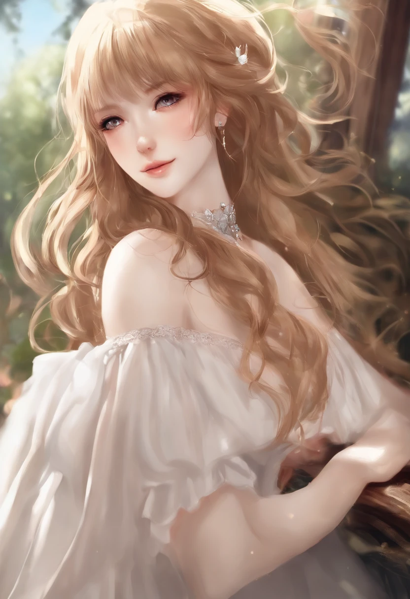 Alice, anime art style, 1girl, standing alone, breastsout, gazing_au_viewer, sorrido, 小柄_Hair, open sky_gura, big fit ass_breastsout, rot_Ojo, Hair_bland_Ojo, upper_cos, offwhite_Hair, :d, Blurry, chef