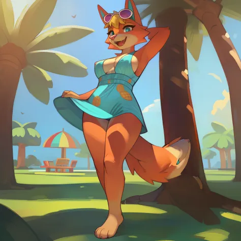 [audie], [pineapple dress], [Animal Crossing], [Uploaded to e621.net; (Pixelsketcher), (wamudraws)], ((masterpiece)), ((solo portrait)), ((full body view)), ((feet visible)), ((furry; anthro)), ((detailed fur)), ((detailed shading)), ((beautiful render art...