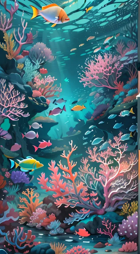 Conceptual art of marine life, Undersea landscape, Marine life ...