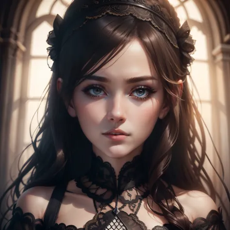 portrait of a beautiful girl in a lace dress, cinematic, realistic render, realistic, fantastic, epic