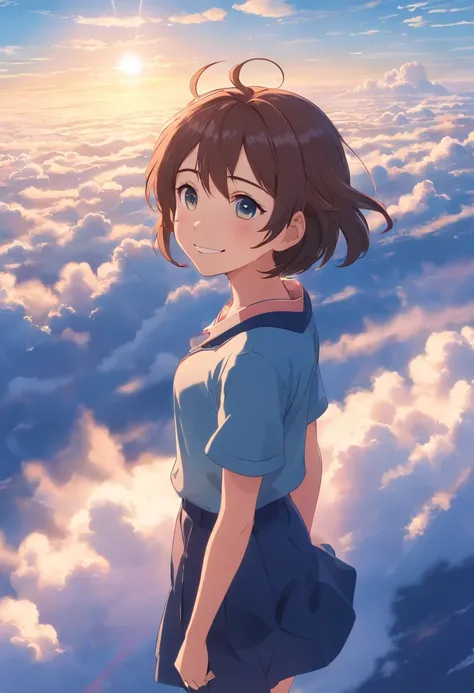 Makoto Shinkai Above the clouds A girl Beautiful and gentle girl Clear ...