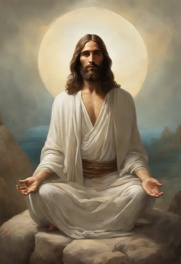 Jesus meditating in the wilderness floating Generative AI 22311588 Stock  Photo at Vecteezy