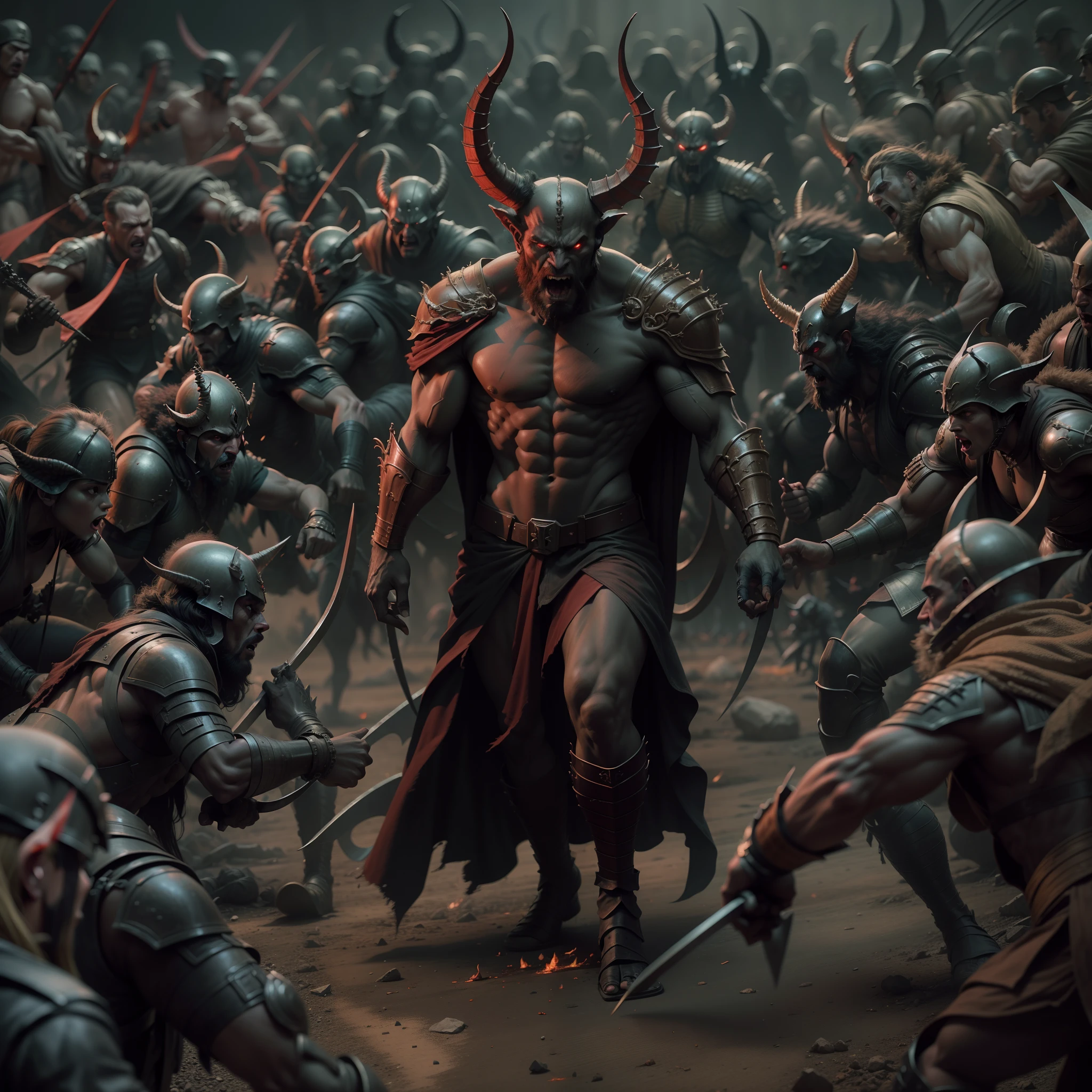 Thé Devil leading troops army of demons to battle War hyper realistic ...