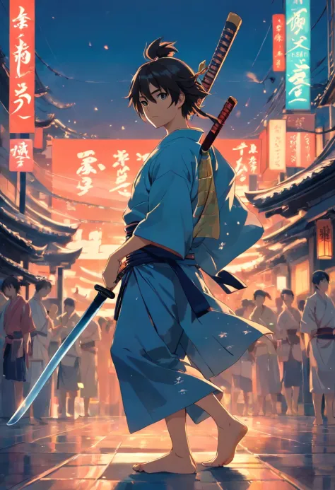 A samurai holding a naginata